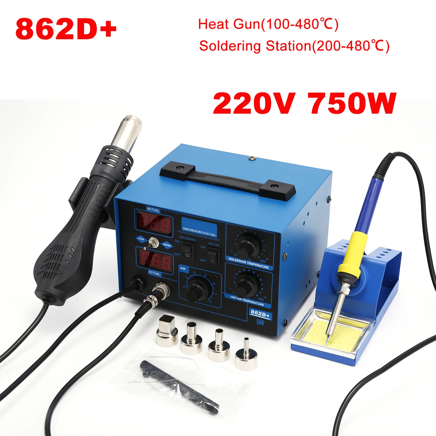 2 In 1 Soldering Rework Station 750W - Stazione di saldatura 862D+ 2 in