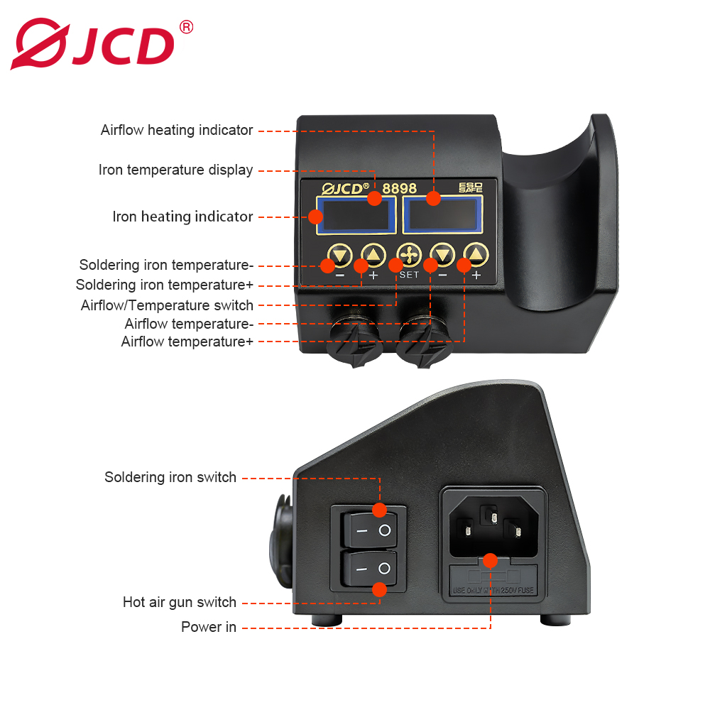 JCD 8898 750W Stazione di sald - 2 In 1 Soldering Rework Station 750W recensione e prezzo